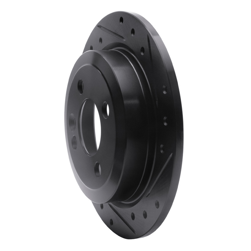 Mini Cooper Brake Rotor (1) - Rear Right - R1 Concepts - Drilled & Slotted - Black - `02-`15